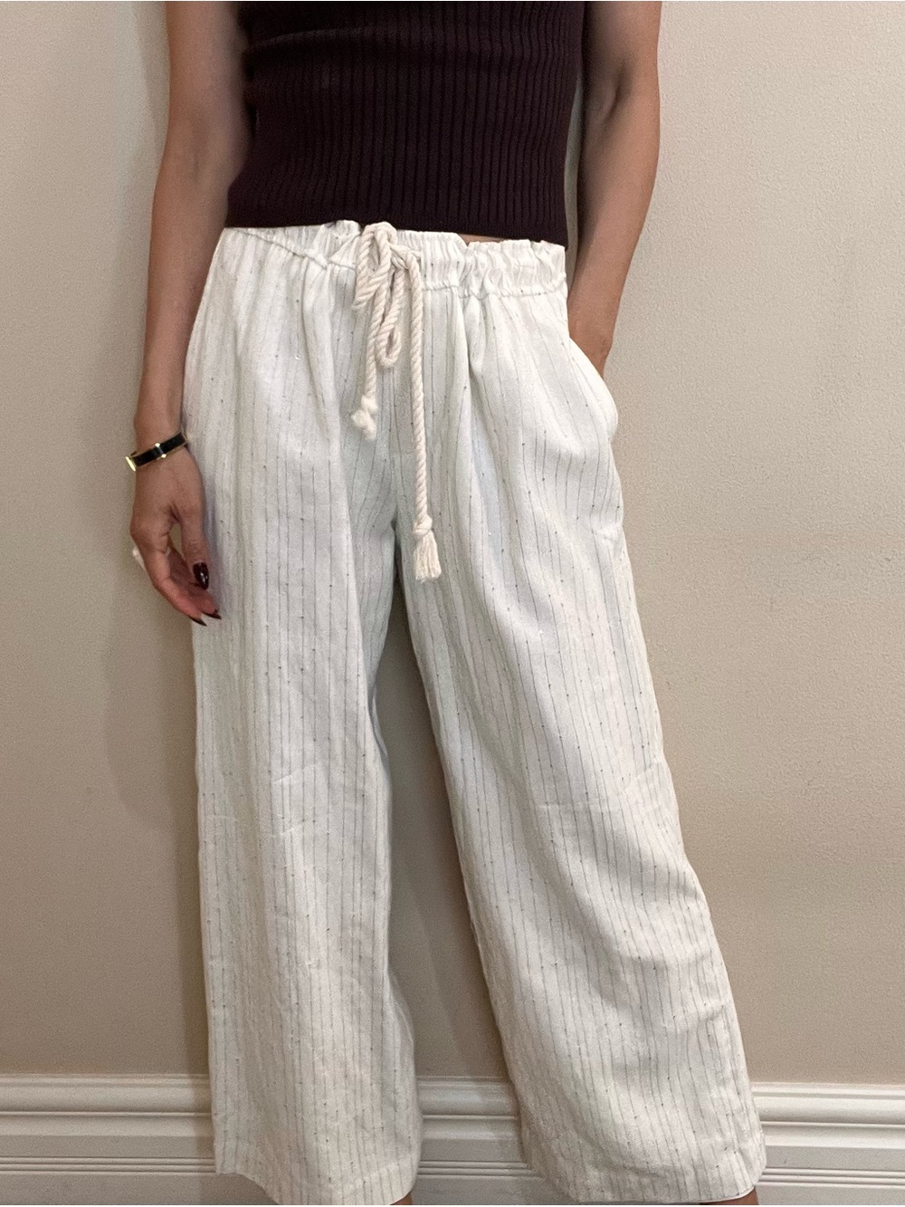 Brand New anthropologie house of harlow 1960 size L linen pants